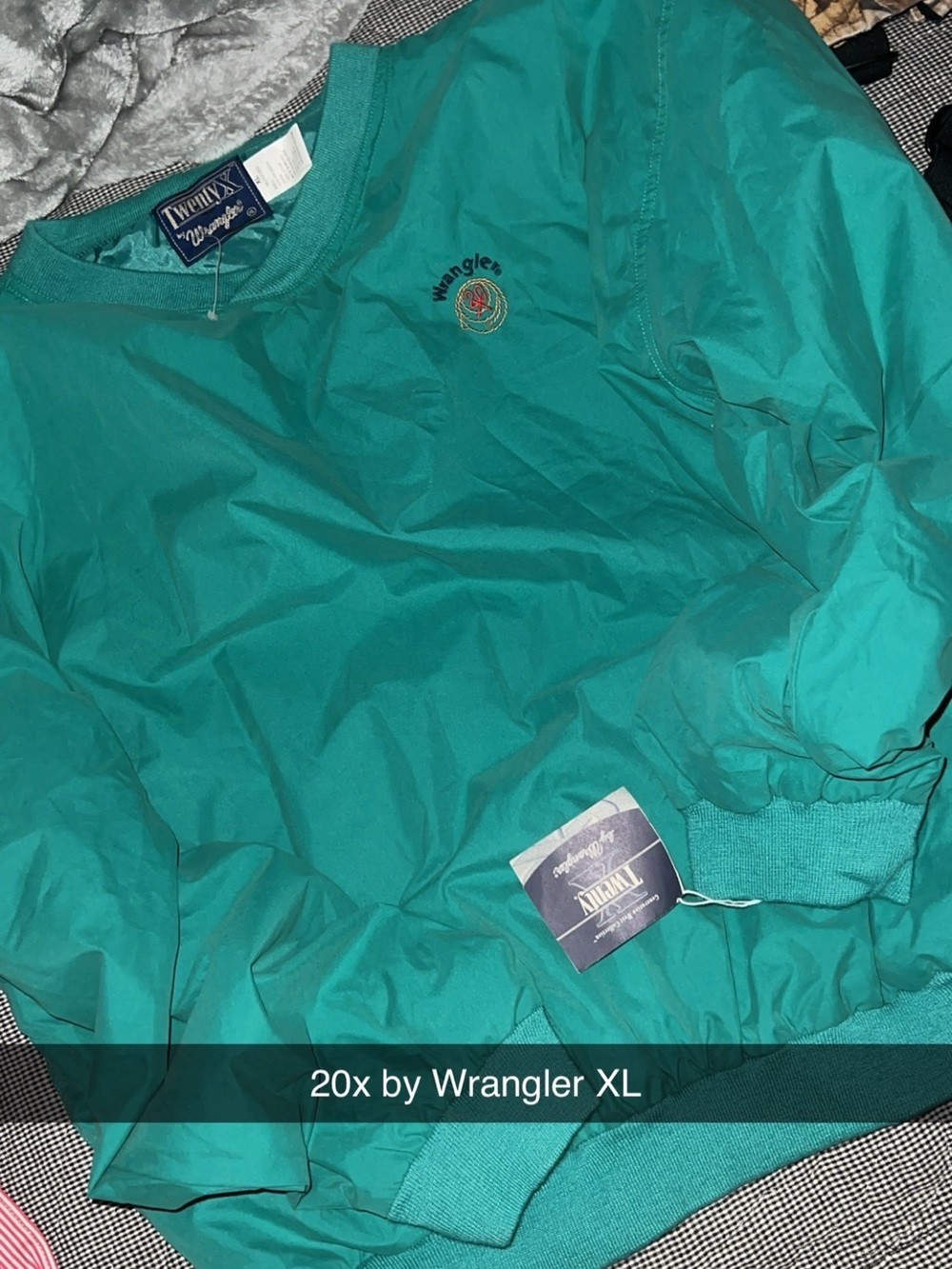 Vintage Wrangler Teal Pullover Windbreaker bomber crew